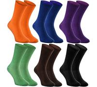 Rainbow Socks - Donna Uomo Calzini Antibatterici Senza Compressione per Diabetici - 6 Paia - Arancia Chaber Viola Verde Marrone Nero - Taglia 36-38