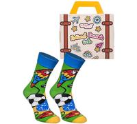 Rainbow Socks - Donna Uomo Calzini Brasile in una Valigia - Souvenir per Turisti - Calcio Pappagallo Maschera di Carnevale - 1 Paio - Taglia EU 41-46