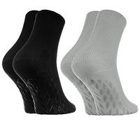 Rainbow Socks - Donna Uomo Calzini Diabetici Senza Elastico Antiscivolo ABS - 2 Paia - Nero Grigio - Taglia 42-43