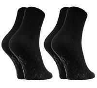 Rainbow Socks - Donna Uomo Calzini Diabetici Senza Elastico Antiscivolo ABS - 2 Paia - Nero - Taglia 42-43