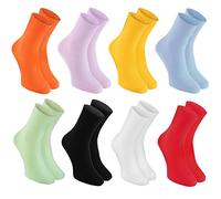 Rainbow Socks - Donna Uomo Calzini Diabetici Senza Elastico di Cotone - 8 Paia - Arancione Giallo Porpora Blu Verde Nero Bianco Rosso - Taglia 36-38