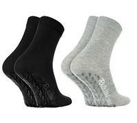 Rainbow Socks - Donna Uomo Colorate Calze Antiscivolo ABS di Cotone - 2 Paia - Grigio Nero - Tamaño 36-38