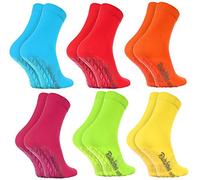Rainbow Socks - Donna Uomo Colorate Calze Antiscivolo ABS di Cotone - 6 Paia - Blu Rosso Arancione Rosa Verde Giallo - Tamaño 39-41