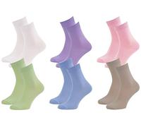 Rainbow Socks - Donna Uomo Colorate Calze di Bambù - 6 Paia - Bianco rosa Porpora Blu Pistacchio Beige - Tamaño 39-41