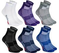 Rainbow Socks - Donna Uomo Colorate Calze Sportivi di Cotone - 6 Paia - Bianco Porpora Grigio Blu Marina Nero - Taglia 42-43
