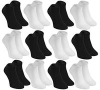 Rainbow Socks - Donna Uomo Colorate Calzini Corti di Bambù - 12 Paia - Nero Bianco - Tamaño 36-38