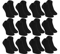 Rainbow Socks - Donna Uomo Colorate Calzini Corti di Bambù - 12 Paia - Nero - Tamaño 39-41