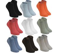Rainbow Socks - Donna Uomo Colorate Calzini Corti di Bambù - 9 Paia - Nero Bianco Grigio Arancione Jeans Beige Castano Oliva - Tamaño 39-41