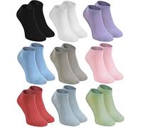 Rainbow Socks - Donna Uomo Colorate Calzini Corti di Bambù - 9 Paia - Nero rosa Porpora Blu Pistacchio Beige Arancione - Tamaño 39-41