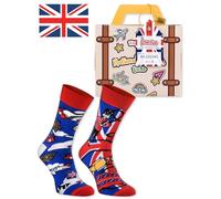 Rainbow Socks - Donna Uomo Divertenti Calze England Valigia - 1 Paio
