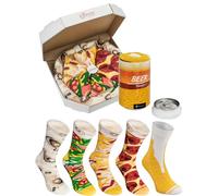 Rainbow Socks - Donna Uomo Divertenti Pizza e Birra Box Calze Regalo - 5 Paia - Pizza Birra - Taglia 36-40