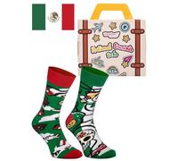 Rainbow Socks - Donna Uomo Messico Socks Valigia - 1 Paio - Mexico La Catrina Peperoncino Messicano - Taglie EU 36-40