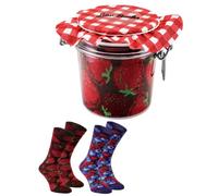 Rainbow Socks - Donna Uomo - Pere e Fragole in Barattolo Calzini Fantasia - 2 Paia - Taglia 41-46