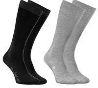 Rainbow Socks - Garçon Fille Chaussettes Hautes en Coton - 2 Paires - Gris Noir - Taille 24-29
