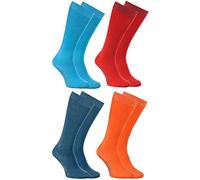 Rainbow Socks - Garçon Fille Chaussettes Hautes en Coton - 4 Paires - Bleu Rouge Jeans Orange - Taille 30-35