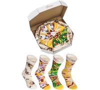 Rainbow Socks - Pizza Socks Box - Donna Uomo Pizza Calze Box Mix Italiano Hawaii Capricciosa - 4 Paia, multicolore, 47-50
