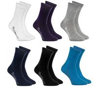 Rainbow Socks -Ragazza e Ragazzo - Calze in Cotone - 6 Paia - Bianco Viola Grigrio Blu Marino Nero Jeans - Tamaño 30-35
