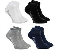 Rainbow Socks -Ragazza e Ragazzo - Calzini Corti di Cotone - 4 paia - Bianco Grigrio Blu Marino Nero - Taglia 30-35