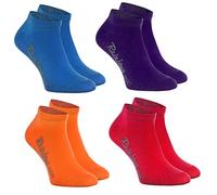 Rainbow Socks -Ragazza e Ragazzo - Calzini Corti di Cotone - 4 paia - Jeans Viola Arancione Rosso - Taglia 30-35