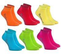 Rainbow Socks -Ragazza e Ragazzo - Calzini Corti di Cotone - 6 Paia - Arancione Rosso Giallo Blu Verde Rosa - Taglia 24-29