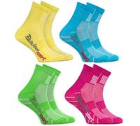 Rainbow Socks - Ragazza Ragazzo Colorate Calzini Sportivi di Cotone - 4 Paia - Amarillo Turquesa Verde Rosa - Taglia 24-29