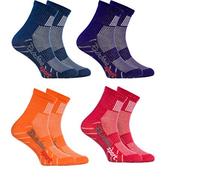 Rainbow Socks - Ragazza Ragazzo Colorate Calzini Sportivi di Cotone - 4 Paia - Jeans Porporaa Naranja Rojo - Taglia 30-35
