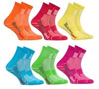 Rainbow Socks - Ragazza Ragazzo Colorate Calzini Sportivi di Cotone - 6 Paia - Naranja Rojo Amarillo Blu Verde Rosa - Taglia 24-29