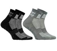 Rainbow Socks - Ragazza Ragazzo Sportive Calze Antiscivolo ABS di Cotone - 2 Paia - Negro Grigio - Tamaño 24-29