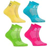 Rainbow Socks - Ragazza Ragazzo Sportive Calze Antiscivolo ABS di Cotone - 4 Paia - Amarillo Turquesa Verde Rosa - Tamaño 30-35
