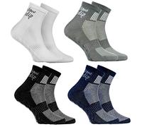 Rainbow Socks - Ragazza Ragazzo Sportive Calze Antiscivolo ABS di Cotone - 4 Paia - Bianco Grigio Blu Negro - Tamaño 30-35