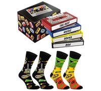 Rainbow Socks - Reggae Socks Music Box - 2 Paia Di Calzini A Tema Musica In Una Cassetta - Un Regalo Per Un Appassionato Di Musica Reggae - Taglie 36-40