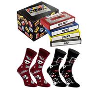 Rainbow Socks - Rock Socks Music Box - 2 Paia Di Calzini A Tema Musica In Una Cassetta Magnetofonica - Un Regalo Per Appassionati Di Rock, Rock&Roll - Taglie 41-46