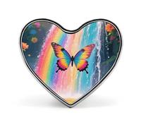 Rainbow - Spilla a forma di farfalla alata di Falls, alla moda, a forma di cuore, spilla con bottone a spillo, squisita lega di alluminio a forma di cuore, accessori per abiti e regali