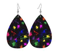 Rainbow Splatter Neon On Dark Orecchini Divertenti Orecchini In Pelle Moda Accessori Per Tutti I Giorni Cosplay Carnevale