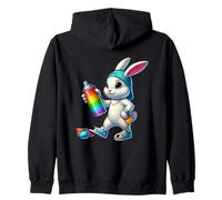 Rainbow Spray Bunny Street Art Easter Vibes Felpa con Cappuccio