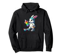 Rainbow Spray Bunny Street Art Easter Vibes Felpa con Cappuccio