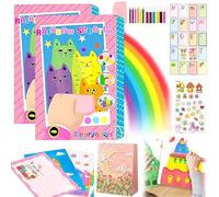 Rainbow Squeeze Art Kit, 2026 Upgrade Magic Rainbow Scratch Paper Art Set, Kids Squeegee Painting Kit-Imaginative Rainbows Craftt Set, 35pcs Squeegee Arts Kits, for Family Trip Holiday (1Sets)