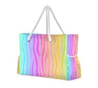 Rainbow Stripes - Borse grandi con tasche laterali, a prova di sabbia, per esterni, con portabicchieri laterali