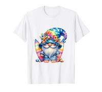 Rainbow Summer GNOME Graphic for Surfer Funny Beach Surfing Maglietta