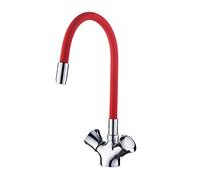 Rainbow Swivel Kitchen Faucet Dual-Handle Red Wine Bar Water Tap Mixer for Kitchen Bathroom, Chrome Polished,A