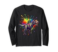 Rainbow T Rex French Bulldog Dinosaur Maglia a Manica