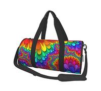Rainbow Tie Dye-Red stampato rotondo borsone da viaggio borsa da palestra fitness borsa da allenamento, nero, taglia unica, Nero , Taglia unica