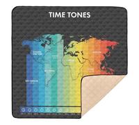 Rainbow Time Zones - Tappetino morbido imbottito con mappa del mondo, per attività all'aperto e interni ed esterni, per pancia e gattonare, per bambini, 127 x 127 cm