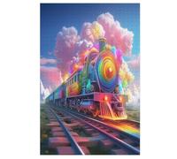 Rainbow Train Puzzles in Legno 1000 Pezzi, Puzzle Per Adulti Bambini Per La Stampa Ad Alta Definizione, Gioco Di Famiglia Sfida 78×53cm