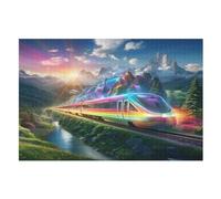 Rainbow Train Puzzles in Legno 1000 Pezzi, Puzzle Per Adulti Bambini Per La Stampa Ad Alta Definizione, Gioco Di Famiglia Sfida （75×50cm）