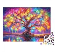 Rainbow Tree Fantasy 1000 pc Albero Arcobaleno Lago Pezzi Cartone Riciclato Set Puzzle Rilassante Antistress Decorazione Murale Regalo Anniversario 70x50cm