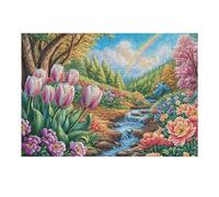Rainbow Tulip Field Rural Countryside Wild Nature Beautiful Puzzle 300 Pezzi Gioco Creativo Per Ragazzi Intelligenza Educativa Rompicapo Idea Regalo Per Figlio A Natale E Compleanno 300 PCS