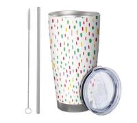 Rainbow Tumbler Set di 1 colorato Dot Pattern Designs Pretty Printed Artistic Green Red Yellow Stainless Can Cooler Infrangibile No Spill Pool Outdoor Biblioteca Viaggi con coperchio Tazza per bere