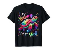 Rainbow Turtle Sii felice nel tuo guscio Consapevolezza dell'autismo Maglietta