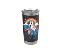 Rainbow Unicorn Cat Riding Dinosaur Space Kitten T-Rex Magic Bicchiere termico in acciaio inox doppia parete